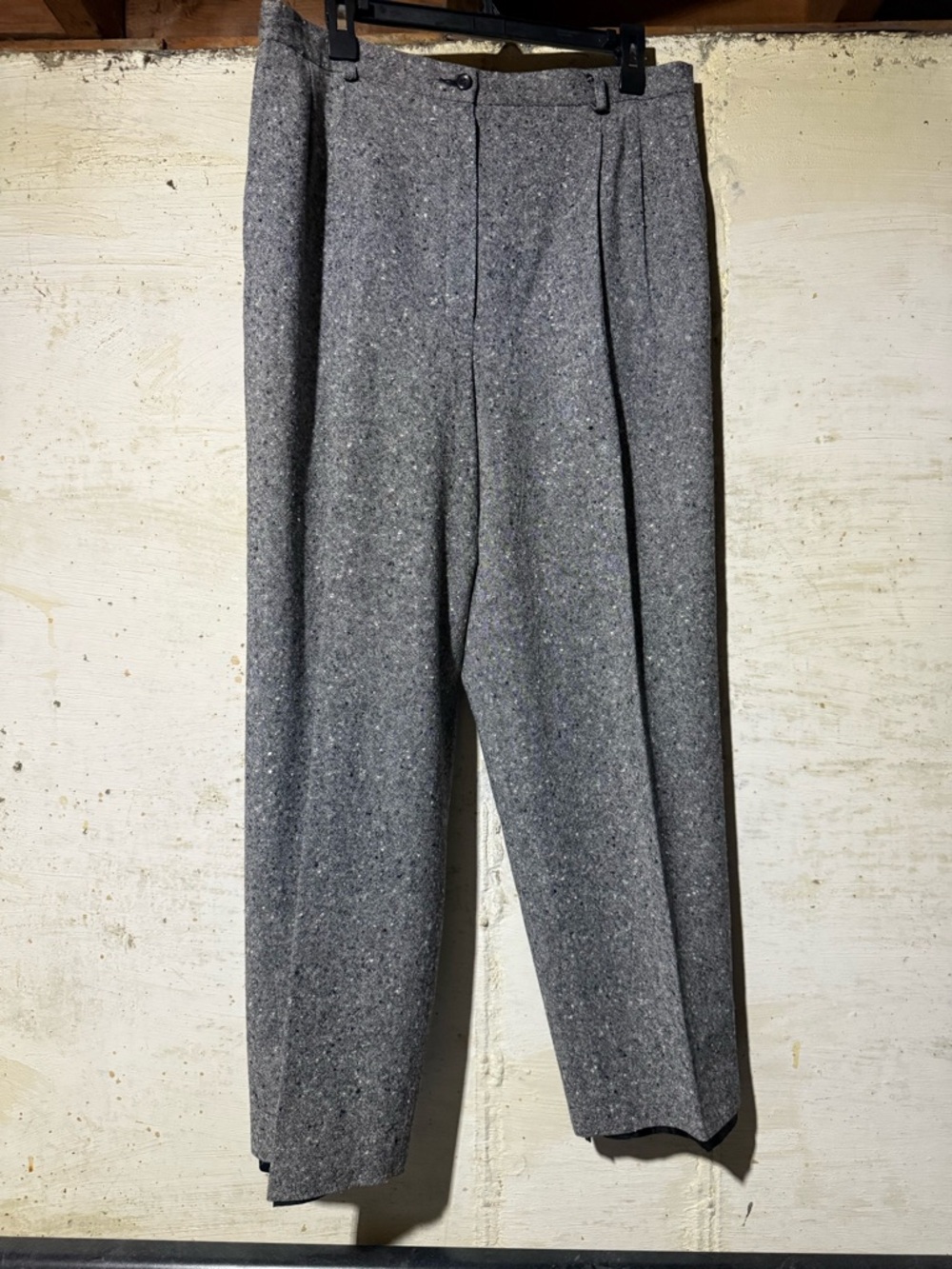 Pendleton Tapered Lined Wool Blend Pants Speckled Black White Cropped Size 16W